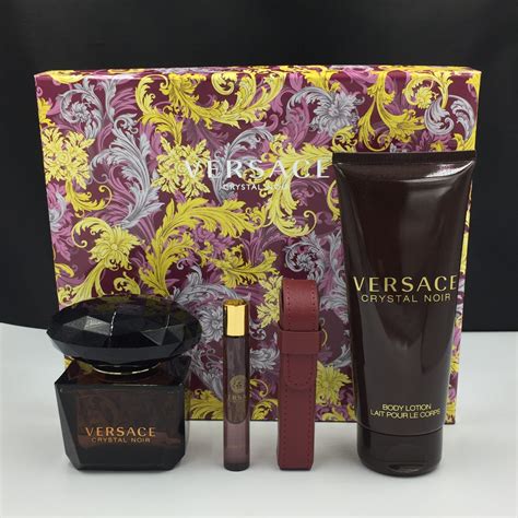 versace crystal noir gift set with bag|versace crystal noir 90 ml.